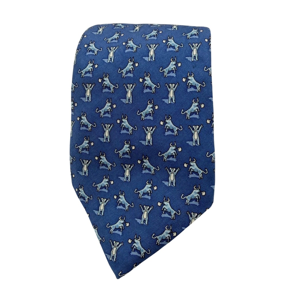 Vineyard Vines Tie Mens One Size Blue Bulls and Bears Finance Silk Necktie